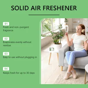 Detail view showing solid jasmine air freshener in a relaxing home lifestyle scene.
