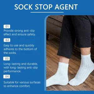 Detailed view of sock stop agent application on white ribbed socks for safety