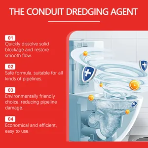 Powerful pipe dredging agent dissolving solid blockages with a fast vortex effect
