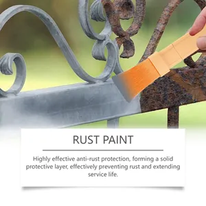 Macro detail of highly effective gray anti-rust paint applied to a rusty metal fence
