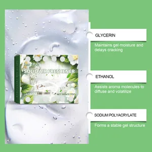 Detailed ingredient breakdown of Jue Fish jasmine scented solid air freshener gel formulation