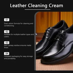 Close-up of polished black leather shoes demonstrating leather cleaning cream effects