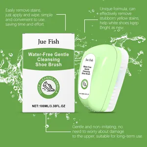 Gentle water-free white shoe cleaner set with portable brush for removing stubborn yellow stains