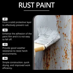 Detail showing gray anti-rust paint application with core functional features listed.