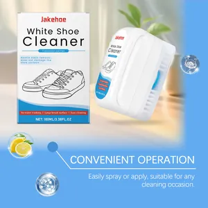 JAKEHOE 100ml white shoe cleaner brush for convenient stain removal on sneakers.