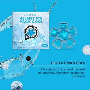 Detalle del paquete de gel refrigerante en forma de flor para cascos y gorras