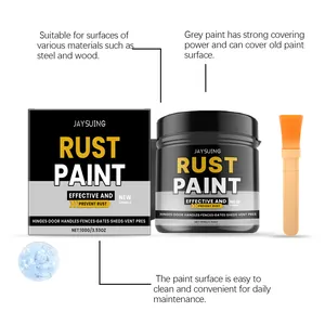 Premium grey rust-proof paint with brush suitable for various metal and wood surfaces