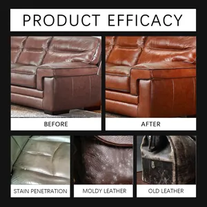 Detail showing before and after efficacy of multi-purpose leather care repair cream