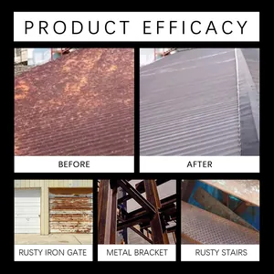 Detailed before and after efficacy comparison of grey anti-rust paint on metal surfaces