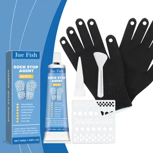 Jue-Fish Sock Stop Agent Anti-Slip Glue Kit For Socks Stockings Fabric Waterproof Fast Drying Silicone Non-Slip Glue With Scraper Template