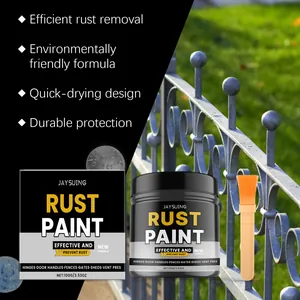 JAYSUING grey rust paint for metal surfaces with applicator brush and key product features.