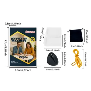Comprehensive view of DOWMOO magnetic battle game components and precise dimensions
