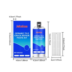 Dimension detail for JAKEHOE ceramic tile crack repair paste kit in cm and inch