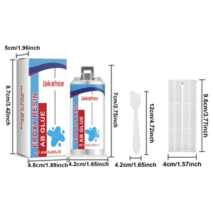JAKEHOE epoxy resin AB glue repair kit with 50ml volume and clear dimensioned measurements
