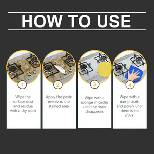 Detailed four-step instructional guide for using glass stovetop cleaning paste effectively
