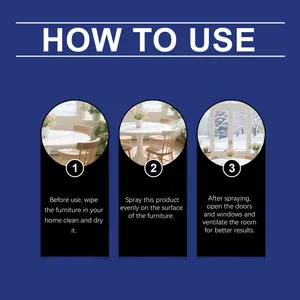 Three-step instruction guide for using furniture formaldehyde removal cleaning spray