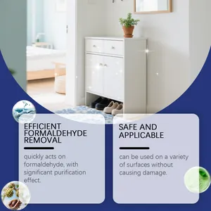 Infographic showing formaldehyde removal spray benefits for safe home air purification