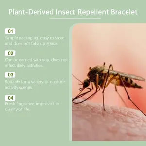Macro-detail van een mug op de huid met voordelen van de plantaardige insectenwerende armband