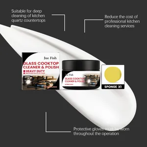 Professional glass cooktop cleaner and polish kit with sponge for kitchen surfaces