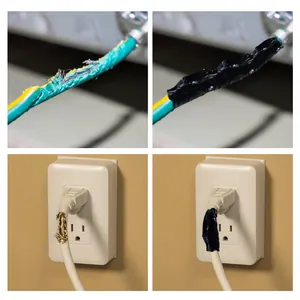 Comparaison avant et après du ruban isolant liquide réparant des fils électriques