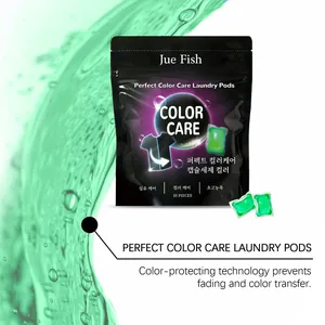 Λεπτομέρεια καψουλών Jue Fish Color Care που εμποδίζουν το ξεθώριασμα των χρωμάτων.