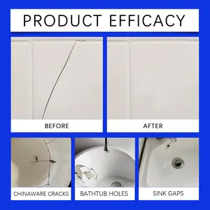 Comprehensive before and after comparison showing white tile and ceramic repair adhesive efficacy