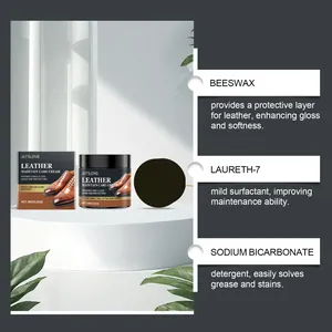 Detail showing ingredients of JAYSUING leather care cream with beeswax and laureth-7