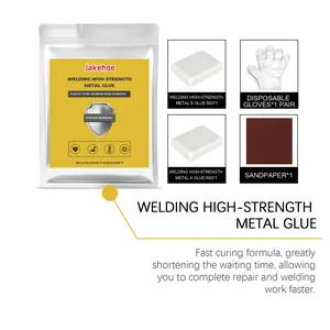 Strong high-strength metal welding glue kit with AB adhesive, gloves and sandpaper