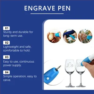 Détails du stylo de gravure électrique portable montrant diverses applications de bricolage