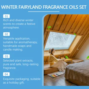 Cozy winter lifestyle scene for a festive fragrance oils gift set detail