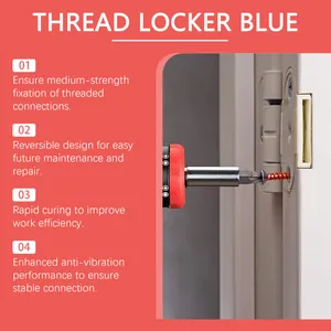 Detailed features of medium strength blue thread locker glue for metal screws