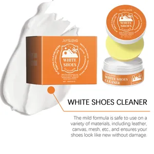 Jaysuing white shoe cleaning cream with sponge for leather and canvas sneakers