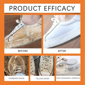 Before and after comparison of multi-functional white shoe cleaner for stubborn stains