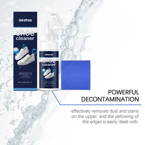 Detail view of Jakehoe white shoe cleaner showing powerful decontamination effects