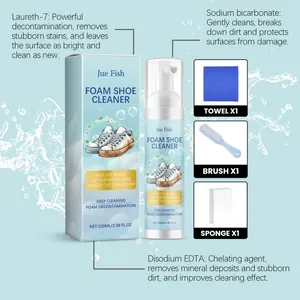 Jue Fish foam shoe cleaner kit including spray towel brush and sponge for white shoes