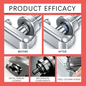 Detail showing anaerobic thread locking glue application on various mechanical components
