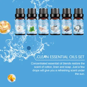 Jue Fish set of six aromatic essential fragrance oils with mint and linen scents