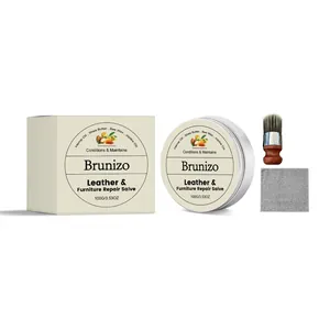 Brunizo Leder- und Möbelreparaturset Reinigungs- und Pflegesalbe für Sofas mit Holzbürste und Mikrofasertuch Möbelpflege-Kit