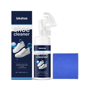 Jakehoe 100ml white shoe cleaner foam kit with brush and cleaning cloth