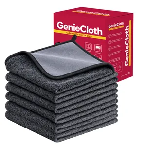 Premium 6-pack grey microfiber cleaning cloths with GenieCloth retail box