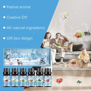 Winter aromatherapy oil set with festive scents for a cozy home atmosphere.