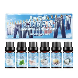 Jue Fish 6-piece cleaning fragrance essential oil set with fresh linen and mint scents