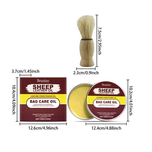 Product dimensions for Brunizo sheep leather oil conditioning kit with soft brush