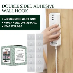 Jue-Fish double sided adhesive wall hooks with packaging and power strip application