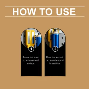 Step-by-step instructions for using the magnetic aerosol can holder on metal surfaces.