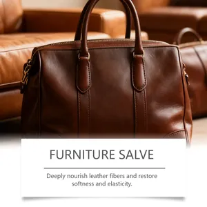 Detailed view of leather bag texture restored with furniture salve for softness and elasticity.