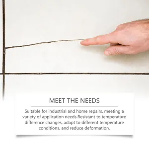 Detail showing a hand pointing at a cracked ceramic floor tile for repair glue usage