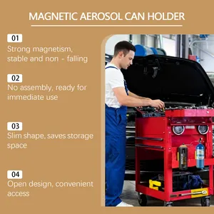 Magnetic aerosol can holder for tool carts, showing high strength magnetism and slim design