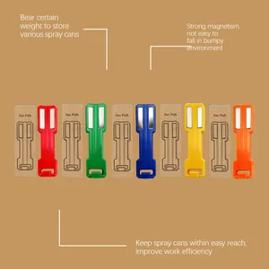 JUE FISH colorful magnetic spray can holders showing back magnets and packaging