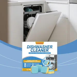 JAKEHOE Dishwasher Cleaner Tablets Powerful Degreasing Descaling Deep Cleaning Effervescent Tablets For Home Kitchen Dishwasher Care 12 Pieces